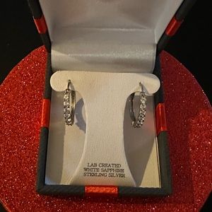 Lab Created White Sapphire Sterling Silver Earrings